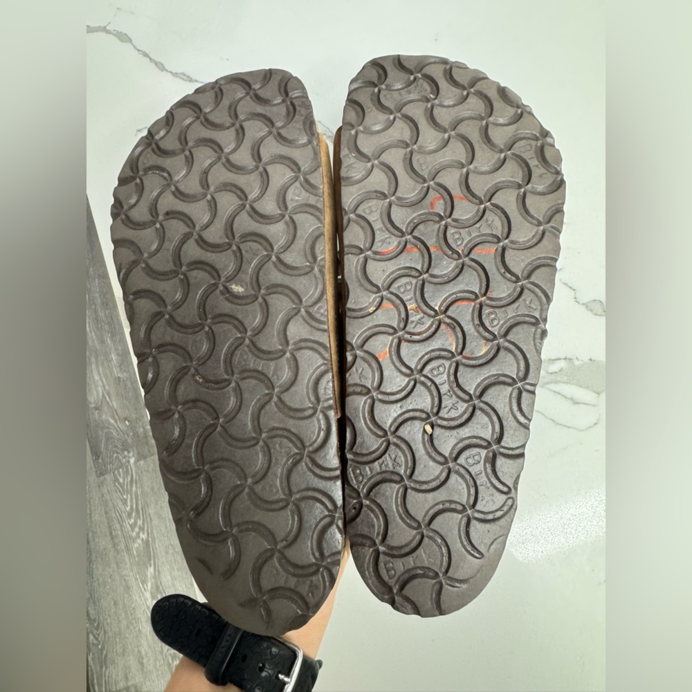 Birkenstock Tan Suede Slide Sandals - Picture 4 of 4